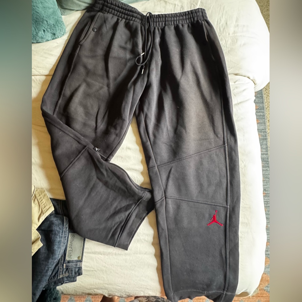 Men's Jordan Black Joggers with White Logo